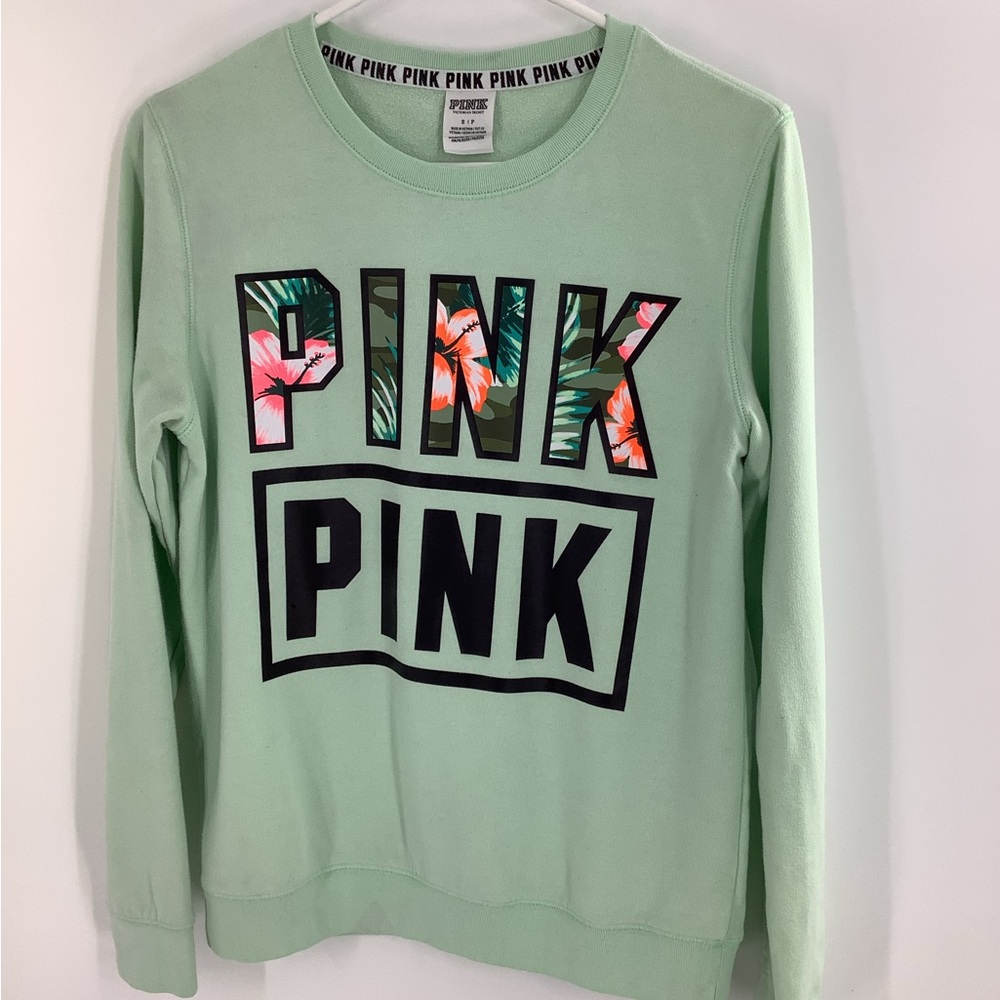 PINK Victoria’s Secret Pullover Mint Green Sweatshirt Woman Size S